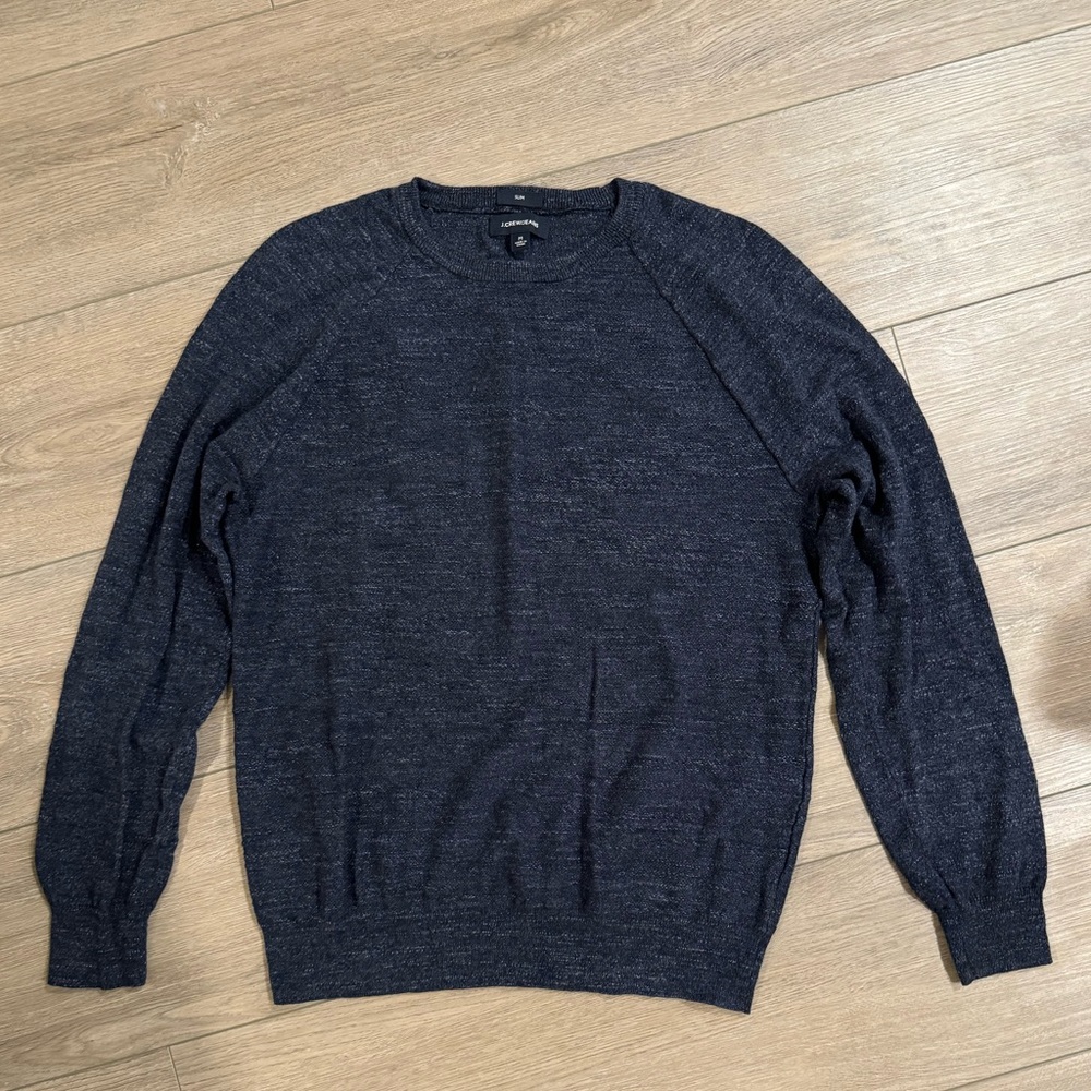 J.Crew Slim Cotton Crewneck Sweater (Blue) - Medium